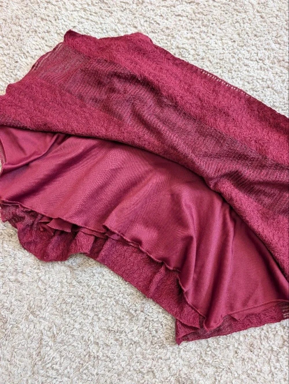 Urban Outfitters Womens Burgundy Red Cropped Ruffled Fairy Mini Skirt Medium